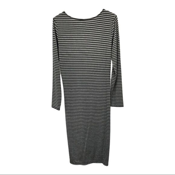 Gap Metallic Black & Silver Striped Long Sleeve Dress NWT - Picture 5 of 12